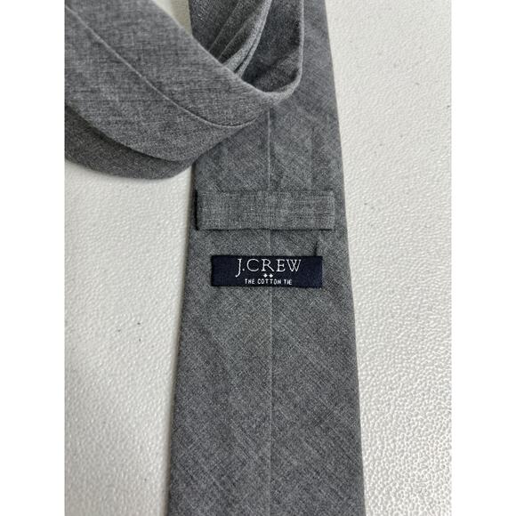 J. Crew The Cotton Tie Solid Gray Pattern Designer Skinny Tie NWOT - Picture 5 of 7